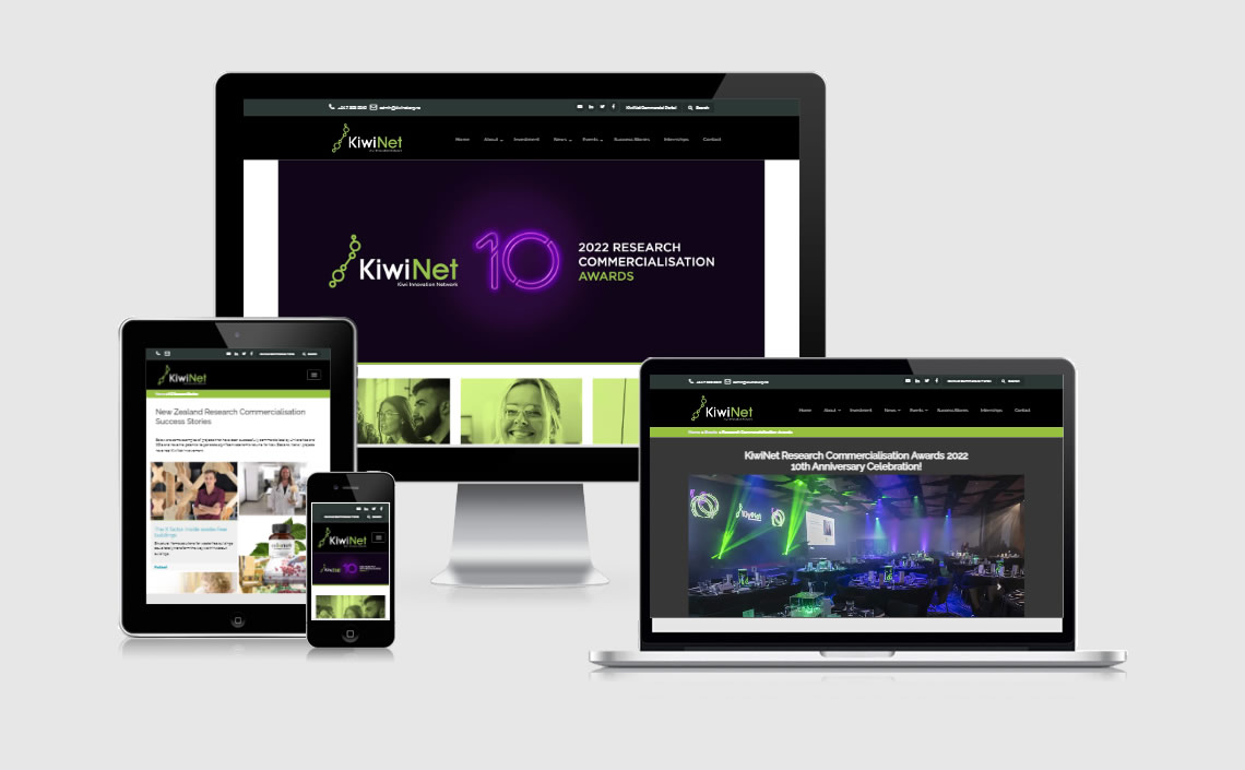 Responsive website development for KiwiNet